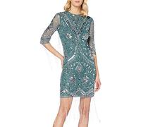 Frock and Frill Women's Karla Embellished Knee Length Dress Formal Night, Teal, Small