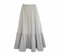 Frock Tales Boho Gathered Midi Skirt With Pockets - Grey - M