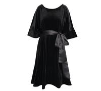 Frock Tales Dana Dress - Black Velour With Belt - Extra-Small - Black Print