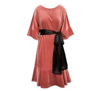 Frock Tales Dana Dress - Dusky Pink Velour With Belt - M - Dusky Pink