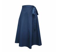 Frock Tales Illusion Midi Wrap Skirt With Pockets - Navy - XL - Navy