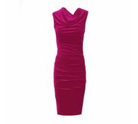 Frock Tales Veronica Ruched Body-Con Midi Dress - Pink Velour - XS