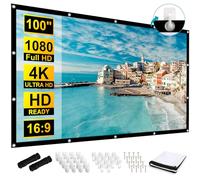 Frocopo 100 inch Projection Screens, Double Sided Washable Outdoor Projection Screen, 16:9 Foldable Anti-Crease Portable Projector Movies Screens for Camping Party, Home Theater, Office