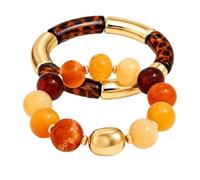 Frodete Chunky Beaded Bracelet Brown Buddahgirl Bangles for Women Stretch Bracelet Stack Autumn Fall Jewelry Gifts, One Size, Stone, no gemstone