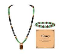 Frodete Crystal Money Attraction Bracelets Wealth for Women Green Jade Beaded Good Luck Bracelet Tiger Eye Trendy Birthday Jewelry Gifts for Friends, Metal, No Gemstone