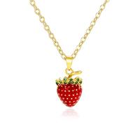 Frodete Strawberry Necklace Jewelry with Adjustable Chain Cute Strawberry Shortcake Costume Accessories Gifts for Women, Metal, no gemstone