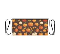 FRODOTGV 12" Waterproof Waitress Apron With 3 Pockets Adults Women Men Short Aprons For Serving for Kitchen, Bright Pumpkins on A Brown Background