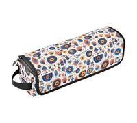 FRODOTGV abstract Evil Eye White 2-in-1 Curling Iron Travel Case and Heat Resistant Mat with Zipper Womens Portable Organizer Storage Bags for Flat Irons, Straighteners