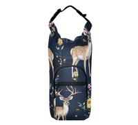 FRODOTGV Aesthetic Deer Navy Blue Water Bottle Storage Bag Adjustable Water Bottle Insulated Sleeve Hiking Water Bottle Holder Fits 20/24/32/40 oz Bottles