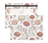 FRODOTGV Aesthetic Red Scallop Pencil Binder Pouches with 3 Reinforced Grommets 3 Hole Pocket for A4 Paper Letter 2 Pack Teacher School Supplies