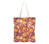 FRODOTGV All Saints' Day Happy Halloween Candy Tote Bags with Handles Casual Cloth Grocery Bag for Girl