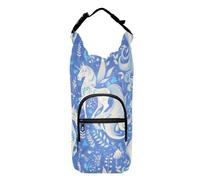 FRODOTGV Art White Horses Blue Water Bottle Sling Functional Insulated Bag for Water Bottles Bottle Water Holder Fits 20/24/32/40 oz Bottles