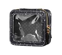 FRODOTGV Astrology Pattern Stars Clear Makeup Bag Small Travel Bags for Toiletries Cosmetic Bag with Zipper for Traveling, Astrology Pattern Stars, One Size