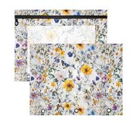 FRODOTGV Autumn Flowers Butterflies Pencil Bag Pouches Portable 3 Rings Pocket for A4 Paper Letter 2 Pack Teacher School Supplies