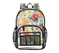 FRODOTGV Autumn Flowers Daffodil Kids Clear Backpack for School Transparent Bookbags with Side Pocket Transparent Transparent PVC Bags, Autumn Flowers Daffodil, 1 Size, Autumn Flowers Daffodil, 1 size