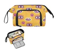 FRODOTGV Awesome Evil Eyes Yellow School Pencil Case Large Capacity Zippered Pencil Case Multifunctional Pencil Pen Case Cosmetic Makeup for Student College