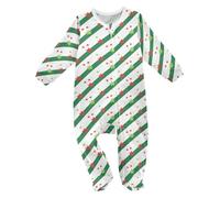 FRODOTGV Baby Boys Sleep 'N Play Footies Christmas Green Red White Star Stripes Natural Cotton Girls Romper Jumpsuit Pjs 3M