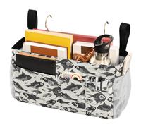 FRODOTGV Bedside Caddy Storage Bag with Pockets Hanging Organizer Bags for Dorm, Bunk, Loft, Hospital Bed Dead Fish Skeletons