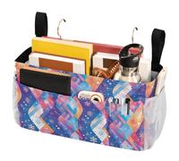 FRODOTGV Bedside Caddy Storage Bag with Pockets Organizer Bags for Bunk and Hospital Beds, Dorm Rooms Bed Rails Pink Flamingos on Black Background