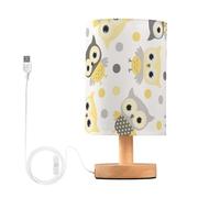 FRODOTGV Bedside Lamp Light Table Lamp with USB Port Cute Animal Pattern Cartoon Owls Grey Yellow Lamps for Reading Plug Night Light Dorm Room Hurricane Patio Bedside Lamp