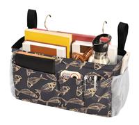 FRODOTGV Bedside Storage Bag Dead Fish Skeletons Hanging Organizer Bags with Pockets for Headboards Bunk Beds Dorm Rooms