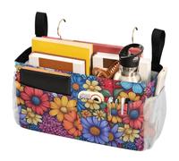 FRODOTGV Bedside Storage Bag Flowers Lavender Phlox Daffodil Red Bunk Bed Hanging Storage Organizer Bag for Magazine, Tablet, Phone, Personalized, Chocolate