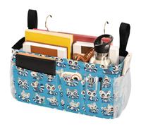 FRODOTGV Bedside Storage Basket with Big Pockets And Bottle Holder Hanging Organizer for Headboards Bunk Beds Dorm Rooms Lemurs Madagascar on Blue Pattern