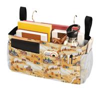 FRODOTGV Bedside Storage Caddy Bag Wild West Western Scotland Hanging Organizer with Fixed Straps and Water Bottle Holder for College Dorm, Hospital, Baby Bed & Camp
