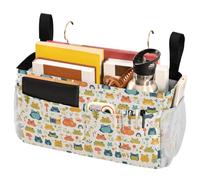 FRODOTGV Bedside Storage Caddy Bag with Fixed Straps and Water Bottle Holder Organizer Bags for Bunk Bed Accessories, Dorm Storage Various Funny Frogs Safari Mushroom Princess