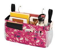 FRODOTGV Bedside Storage Caddy Christmas Holly Berries Hanging Organizer with Big Pockets And Bottle Holder for Books Mobile Phones Keys Water Bottle