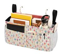 FRODOTGV Bedside Storage with Big Pockets And Bottle Holder Hanging Organizer Bags for Bedside Shelf and Bunk Bed Shelf, Bed Caddy for Home, Dorm, Bunk Ice Cream Stripe