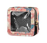 FRODOTGV Black and White Evil Eyes Waterproof Clear Small Makeup Bag for Purse for Girls Women Cosmetic Case Travel Toiletry Pouches, Merry Christmas Winter Leaves Snowflakes, One Size