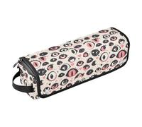 FRODOTGV Black and White Evil Eyes Womens Curling Iron Travel Bag Large Capacity Essentials Storage with Iron Mat for Flat Irons, Straighteners