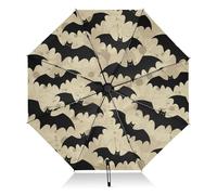 FRODOTGV Black Bats Vintage Halloween Travel Umbrella Folding Reverse Travel Umbrella for Sun Sun Large 8 Ribs Portable UV Umbrella Automatic for Women Men