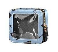 FRODOTGV Black Cartoon Cat Bone Clear Mini Cosmetic Bag Toiletry Bags Leather Cosmetic Bag for Travel,Black Cartoon Cat Bones, 1 Size, Black Cartoon Cat Legs, 1 size