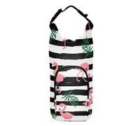 FRODOTGV Black White Striped Peach Flamingo Water Bottle Shoulder Carrier Zippered Water Bottle Carrier for Walking Water Bottle Belt Holder Fits 20/24/32/40 oz Bottles