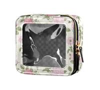 FRODOTGV Blooming Garden Flowers Mini Clear Makeup Bag Clear Toiletry Bag with Zipper Leather Organizer Bags for Travel, Blooming Garden Flowers, One Size