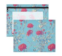 FRODOTGV Blooming Red Carnation Flowers Binder Pouches Clear Plastic File Folder for A4 Paper Letter 2 Pack Teacher Office Supplies