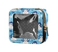 FRODOTGV Blue Monkey Small Clear Makeup Bag for Purse, Leather Toiletry Bag, Nail Polish Storage Bag for Fly, Blue Monkey, 1 Size, Blue Monkey, 1 size