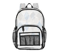 FRODOTGV Blue White Checkered Scotland Kids Clear Backpacks Clear Book Bag for Teen Girls See through Transparent PVC Bag, Blue White Checkered Scotland, 1 size, Blue White Checkered Scotland, 1 size