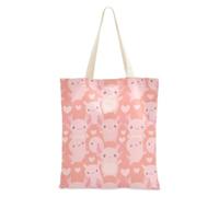 FRODOTGV Blush Axolotl and Hearts Pattern Grocery Tote Bag | Reusable Grocery Tote Bag Magnetic Snap for Daily Errands