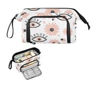 FRODOTGV Boho Evil Eyes Daisies Pencil Case Large Capacity Pencil Case Zipper with Handle Brush And Pencil Case for College Student School Must Haves