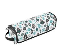 FRODOTGV Botanical Green Tigers Pattern Womens Hair Tools Travel Bag Waterproof Double-Layer Carrying Case with Heat Resistant Pad for Straightener Flat Hair Dryer, Black and White Christmas Elements