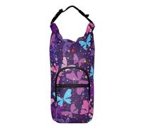 FRODOTGV Bright Fantasy Purple Butterflies Water Bottle Sling Adjustable Water Bottle Insulated Sleeve Cross Body Water Bottle Holder Fits 20/24/32/40 oz Bottles