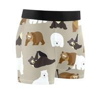 FRODOTGV Brown Bear Polar Black Boxer Brief Underwear Men Stretch Mens Boxers Shorts Bamboo Athletic Underwear, Brown Bear Polar Black, L