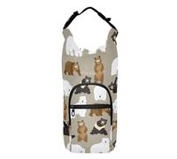 FRODOTGV Brown Bear Polar Black Small Sling Bag with Water Bottle Holder Versatile Water Bottle Insulated Sleeve Hiking Gear Water Bottles Backpack Fits 20/24/32/40 oz Bottles