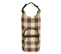 FRODOTGV Brown Buffalo Check Water Bottle Sling Bag Water Bottle Carrying Bag 20/24/32/40oz Hiking Water Bottle Holder