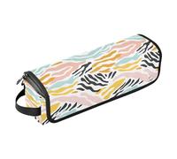 FRODOTGV Buffalo Plaid Green Curling Iron Travel Case for Women, Large Capacity Double-Layer Carrying Case and Heat Resistant Mat with Zipper for Straighteners, Hair Dryer, Tiger Stripes Pattern, One