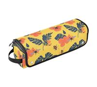 FRODOTGV Buffalo Plaid Green Curling Iron Travel Case for Women, Large Capacity Double-Layer Carrying Case and Heat Resistant Mat with Zipper for Straighteners, Hair Dryer, Bees on Yellow, One Size