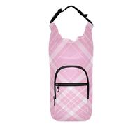 FRODOTGV Buffalo Plaid Peach Water Bottle Holder Sling Stylish Water Bottle Carrier for Walking 20/24/32/40oz Hiking Water Bottle Holder